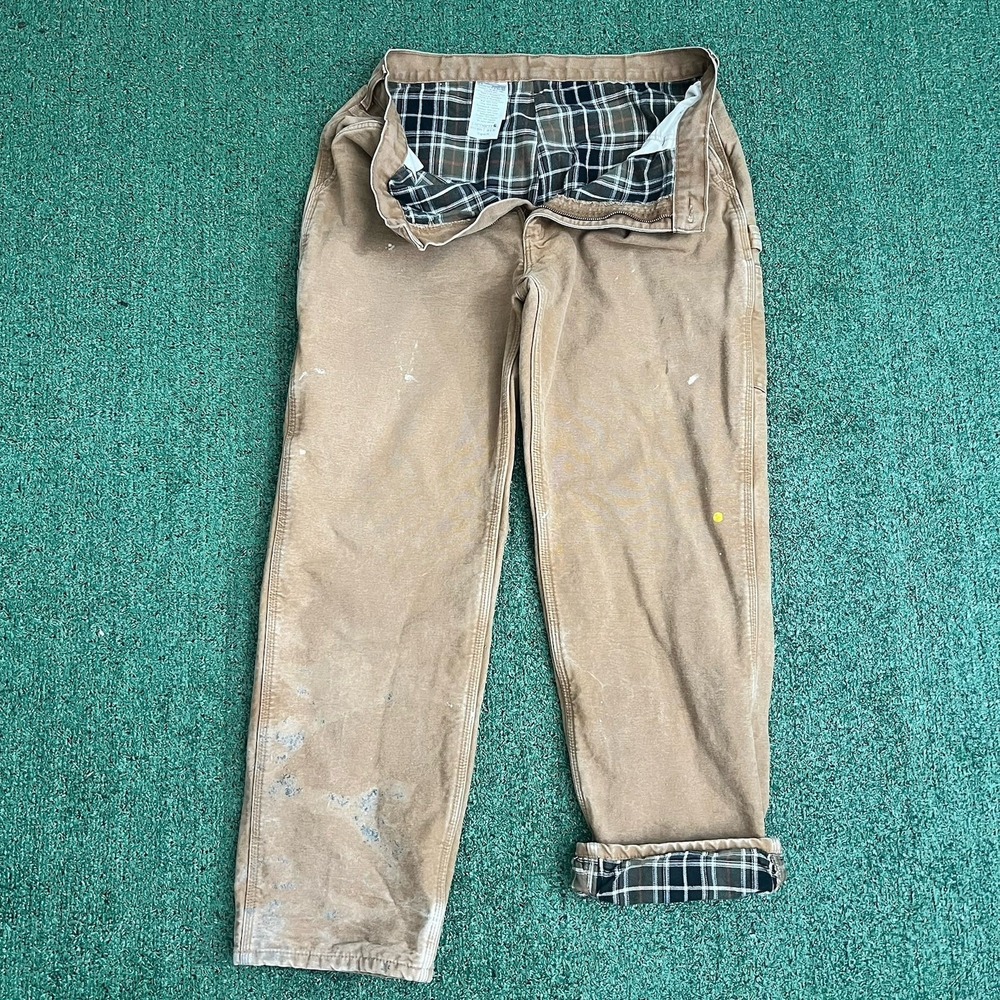 Vintage Carhartt Blanket Lined Carpenter Pants 38x32 Brown B111 Heavy Distress